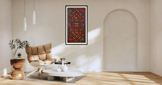 1.5x2.6 ft Gujarat Ahir Kutch Hand Embroidery Wall Hanging