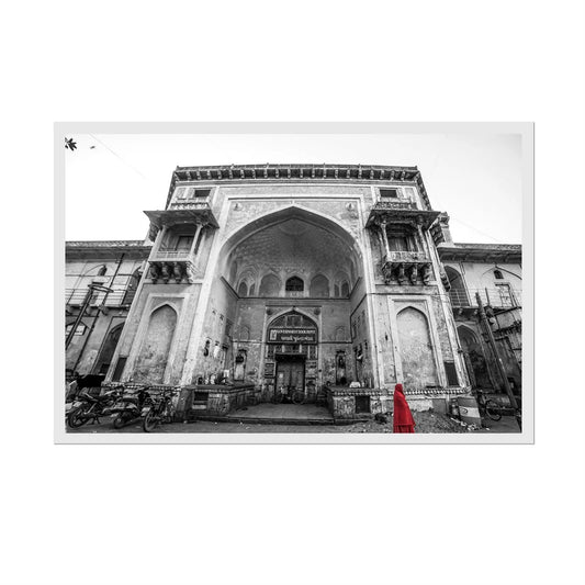 Azam Khan Sarai B/W Photo Print - A3, Natural Wood