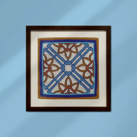 Checkered Floral Embroidery Frame