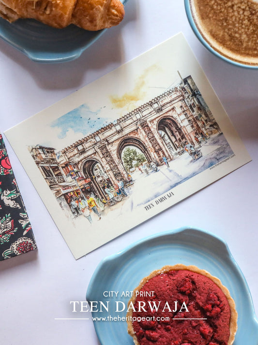 Teen Darwaza City Art Print