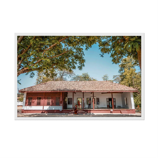 Gandhi Ashram Photo Print - A3, Natural Wood