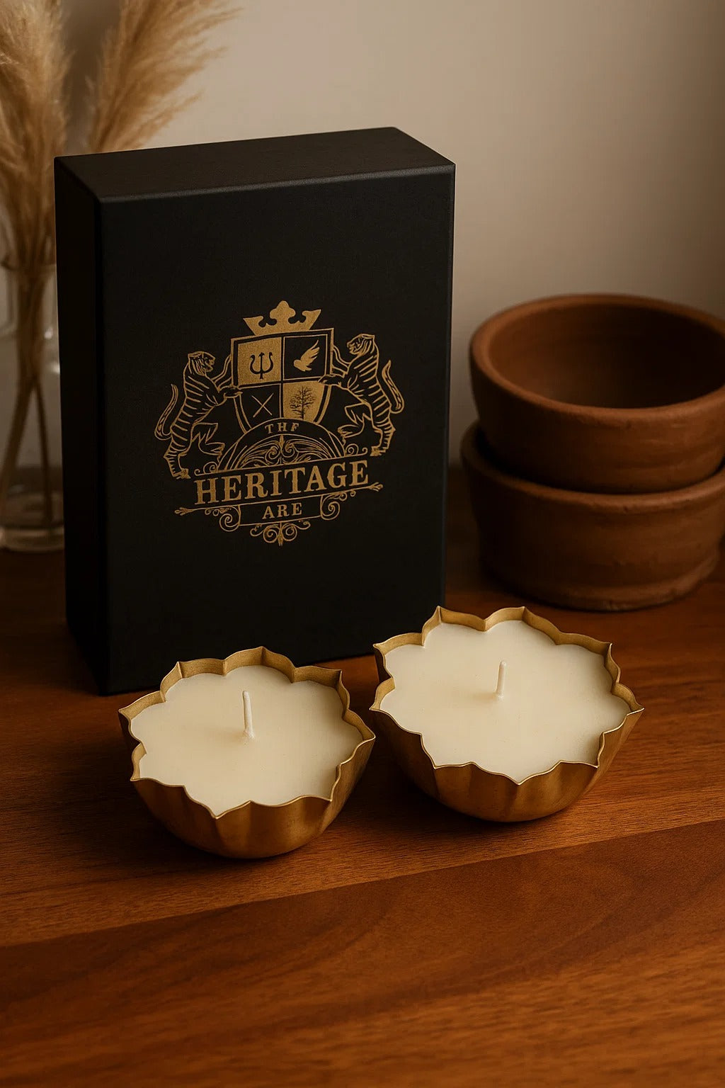 The Radiant Raga - Soywax Brass Urli Candle (set of 2)