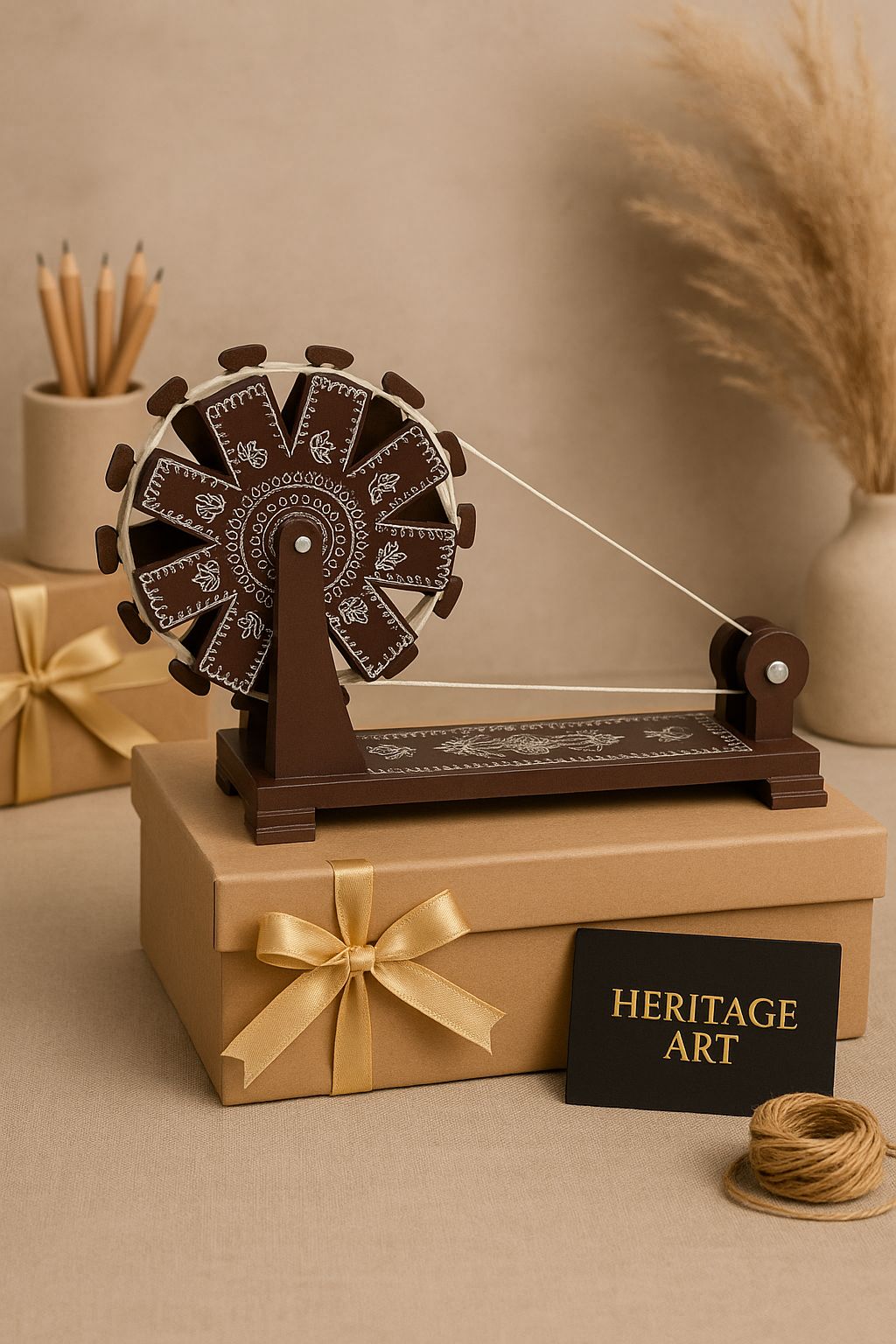 Mini Warli Charkha – Handmade