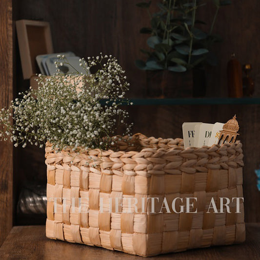 Light Taupe Checkered Basket