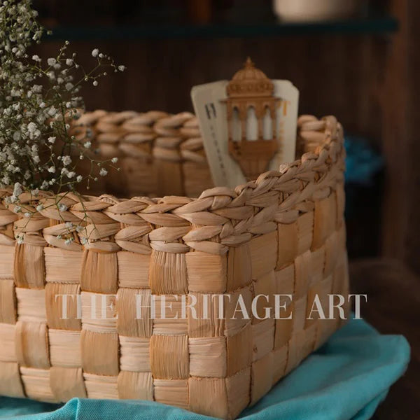 Light Taupe Checkered Basket
