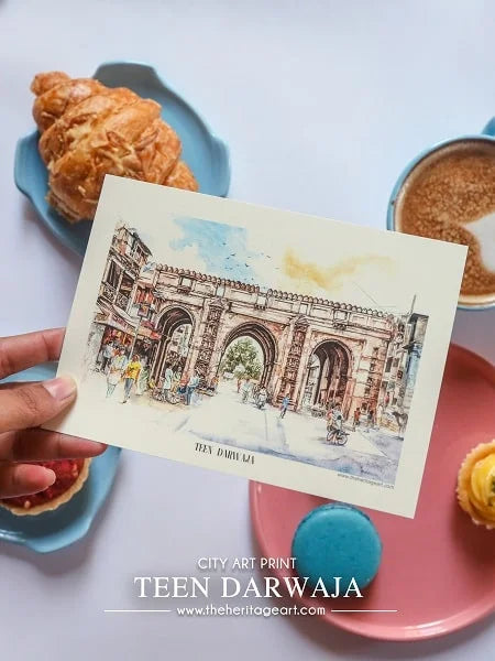 Teen Darwaza City Art Print