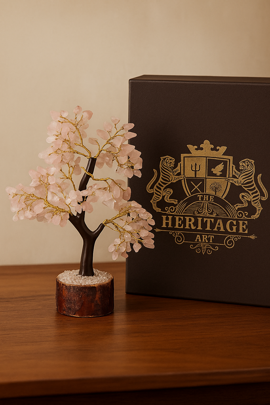 Feng Shui Rose Quartz Crystal Gemstone Tree