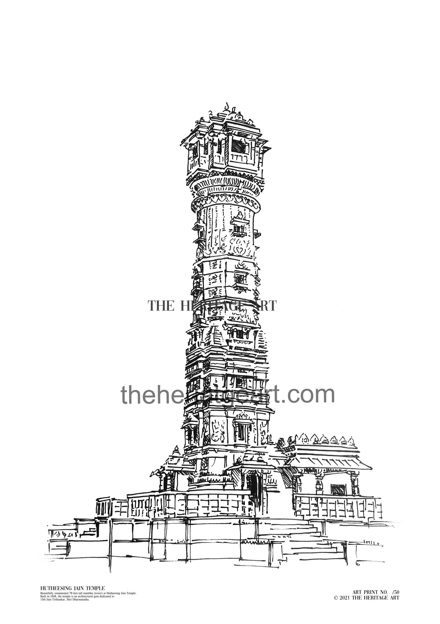 Hutheesing Jain Temple Handmade Art Print