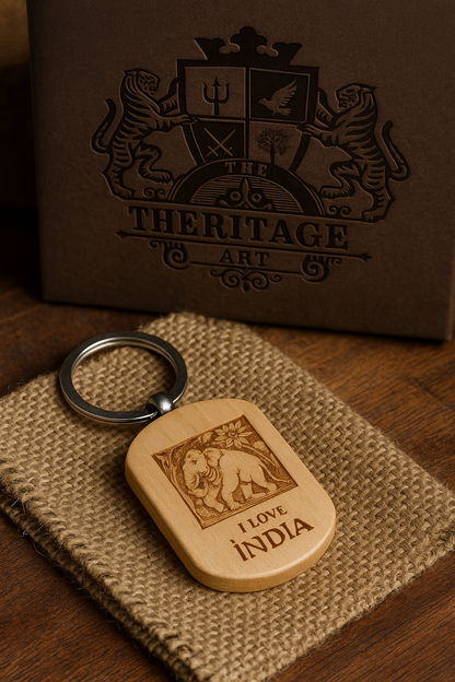 "I Love India" Elephant Keychain
