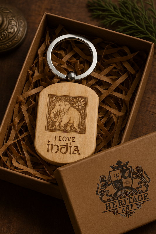 "I Love India" Elephant Keychain