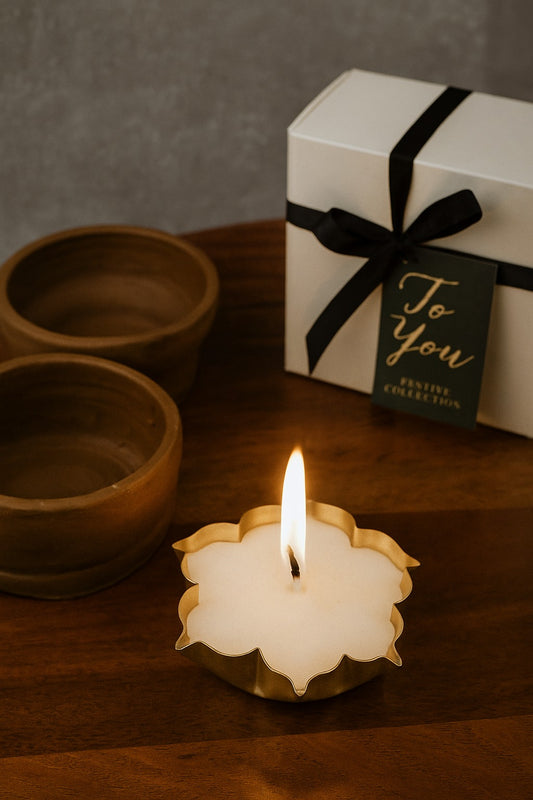 The Radiant Raga - Soywax Brass Urli Candle (set of 2)