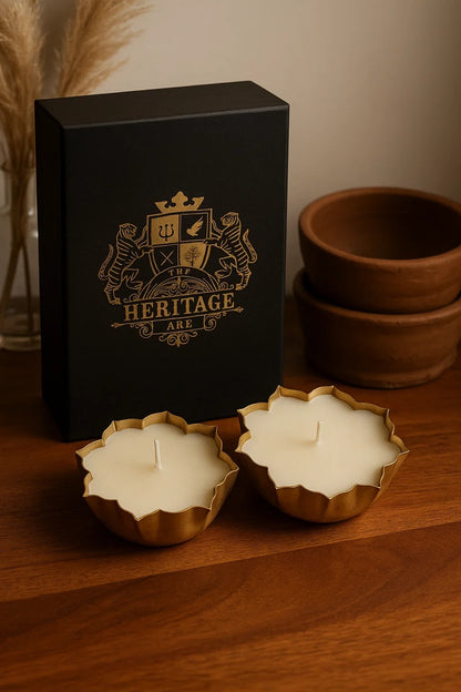 The Radiant Raga - Soywax Brass Urli Candle (set of 2)