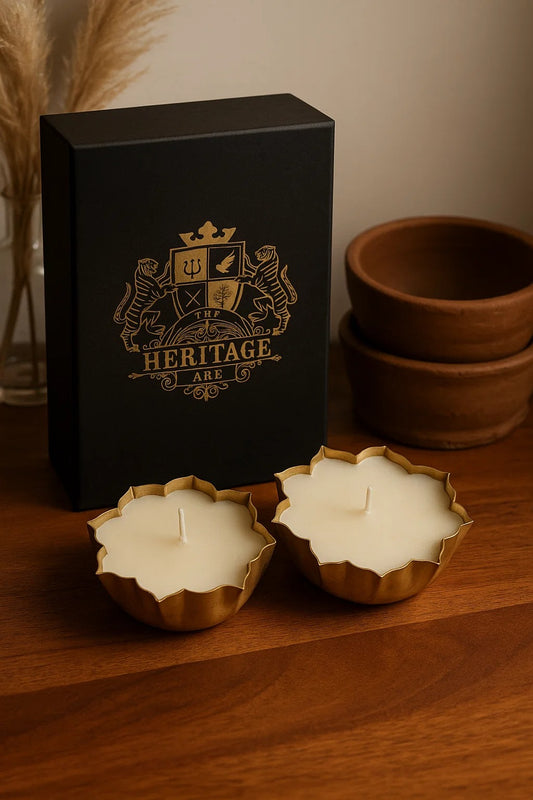 The Radiant Raga - Soywax Brass Urli Candle (set of 2)