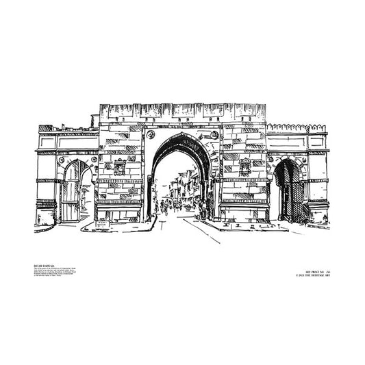 Delhi Darwaja Handmade Art Print - A3, No Frame