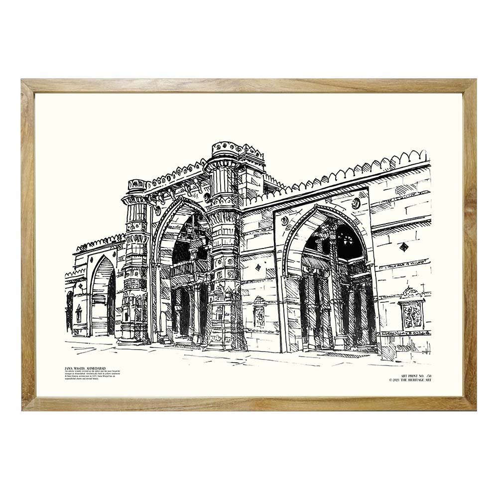 Jama Masjid Ahmedabad Sketch Art